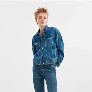 ZARA Oversized Drop Shoulder Jean Jacket
